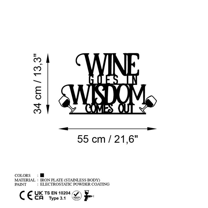 Wallity Wine Wisdom Escultura de Pared de Metal Negra Wallity Wine Wisdom Escultura de Pared de Metal Negra
